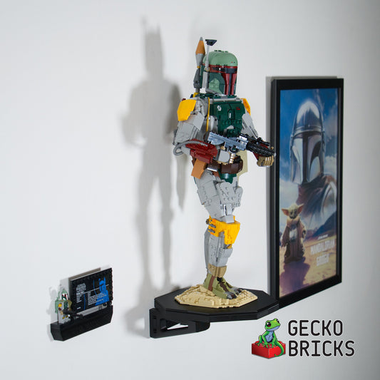 LEGO® Boba Fett 75455 zwevend aan de muur met premium wandbeugel - aanzicht 2