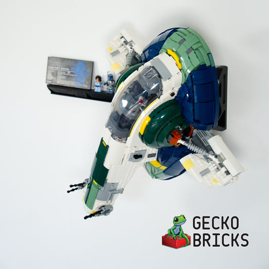 LEGO® Star Wars Jango Fett's Starship 75409 zwevend aan de muur met premium wandbeugel - aanzicht 2