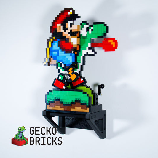 LEGO® Super Mario & Yoshi 71438 zwevend aan de muur met premium wandbeugel - aanzicht 2