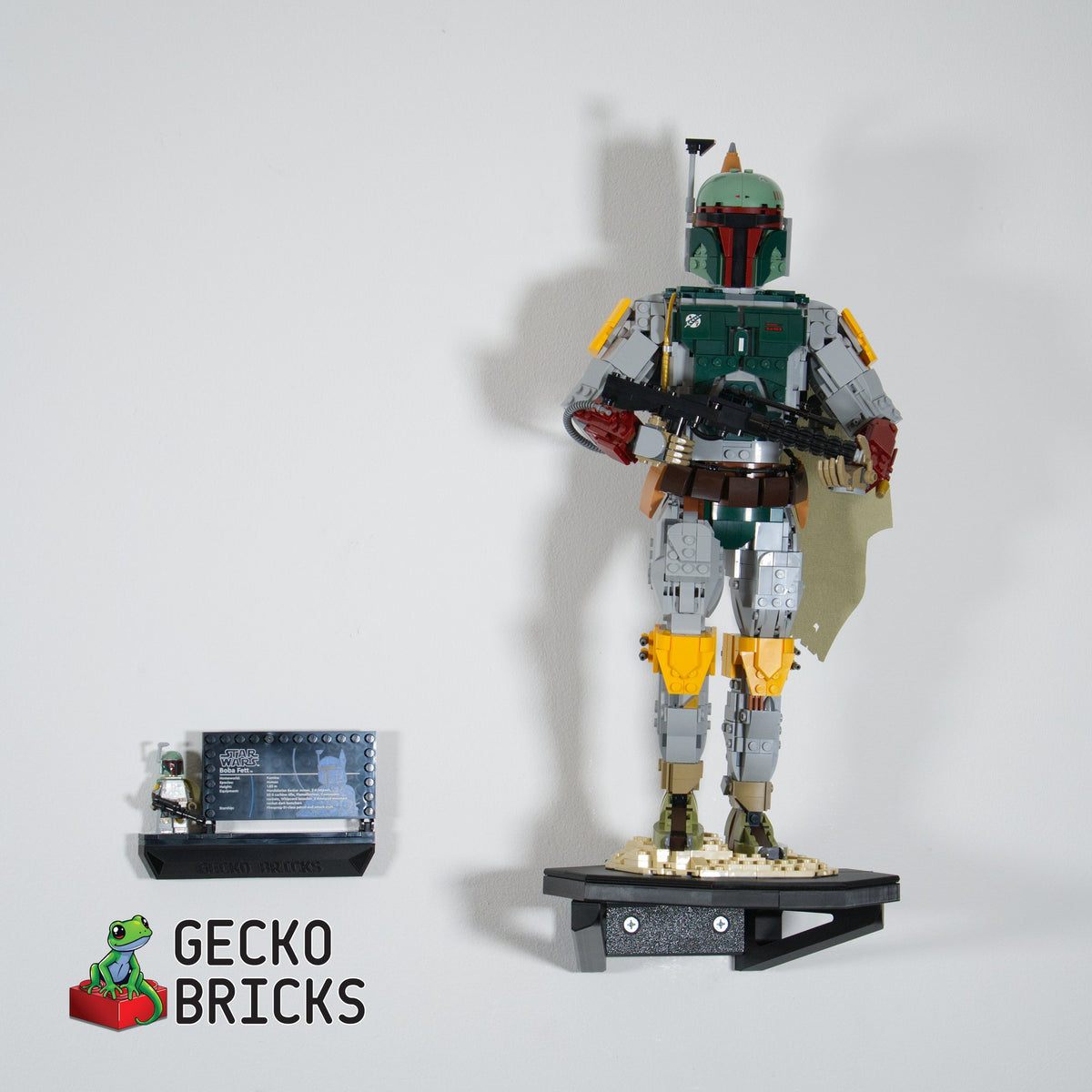 LEGO® Boba Fett 75455 zwevend aan de muur met premium wandbeugel - aanzicht 3