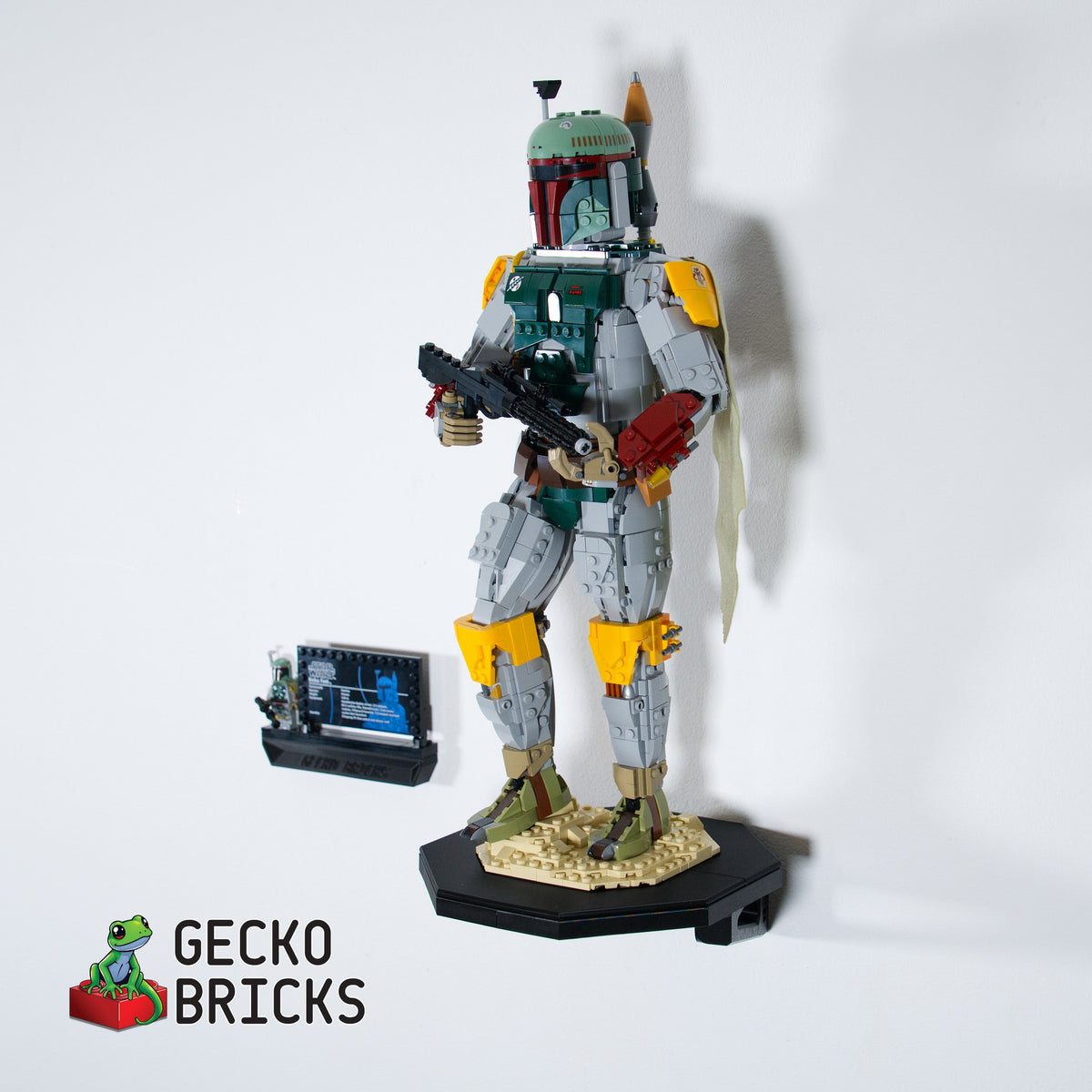 LEGO® Boba Fett 75455 zwevend aan de muur met premium wandbeugel - aanzicht 4