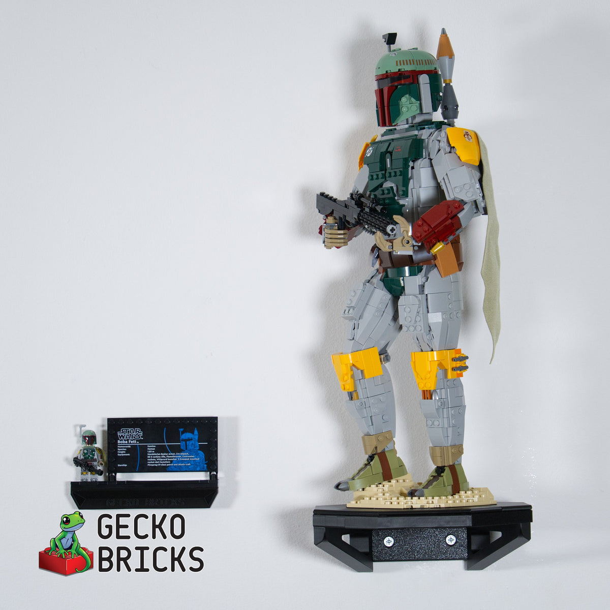 LEGO® Boba Fett 75455 zwevend aan de muur met premium wandbeugel - aanzicht 7