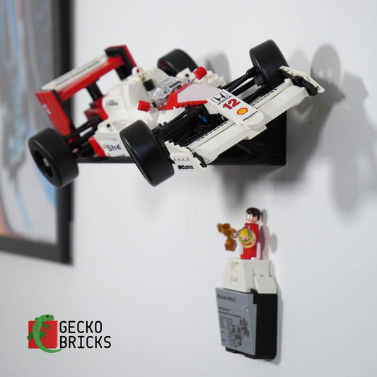 LEGO® Icons McLaren MP4/4 & Ayrton Senna 10330 zwevend aan de muur met premium wandbeugel - aanzicht 2
