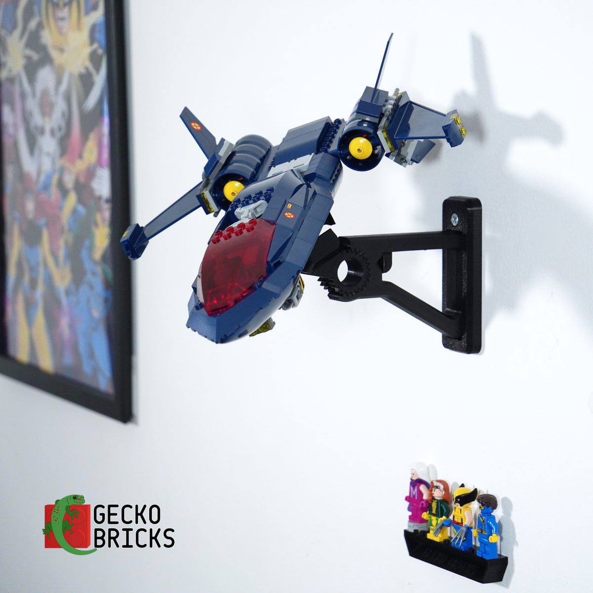LEGO® Marvel X-Men X-Jet 78281 zwevend aan de muur met premium wandbeugel - aanzicht 3