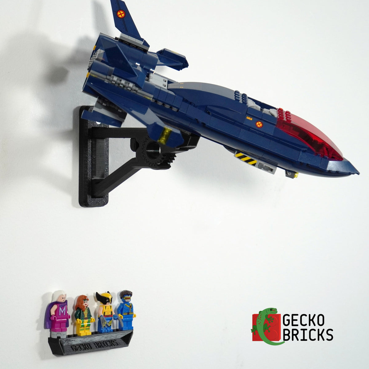 LEGO® Marvel X-Men X-Jet 78281 zwevend aan de muur met premium wandbeugel - aanzicht 4