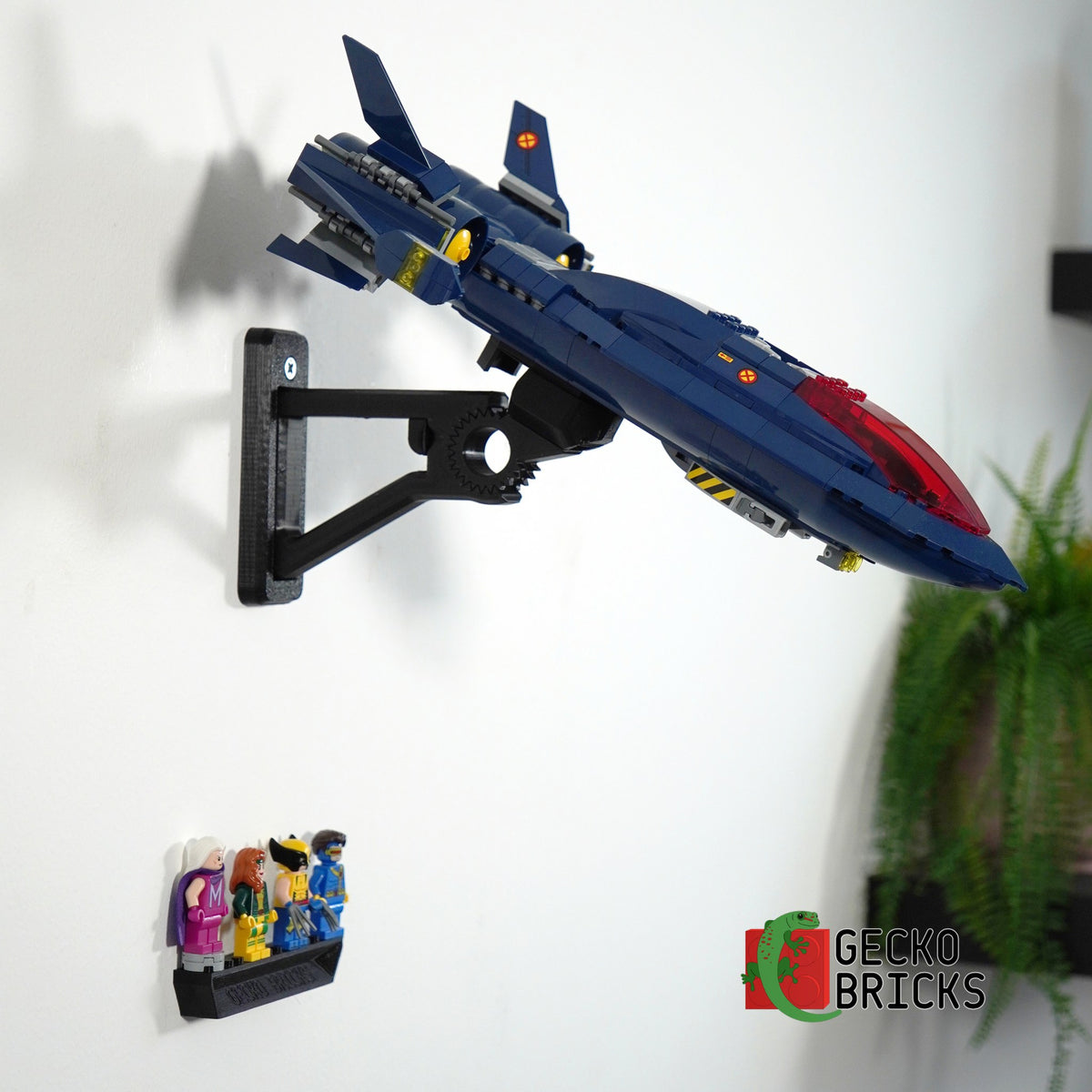 LEGO® Marvel X-Men X-Jet 78281 zwevend aan de muur met premium wandbeugel - aanzicht 5