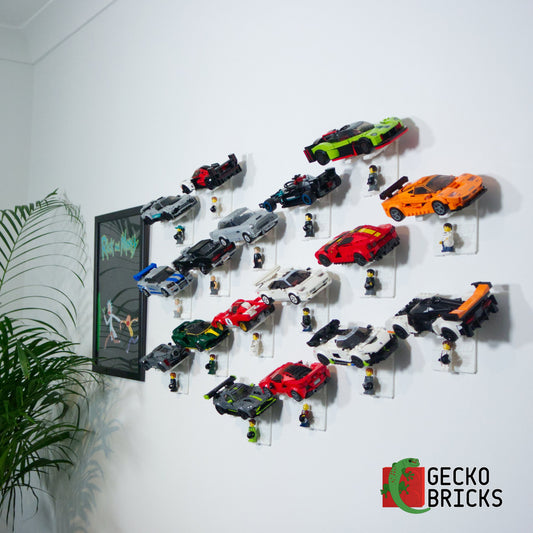LEGO® Speed Champions Wandbeugel zwevend aan de muur met premium wandbeugel - aanzicht 2