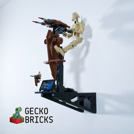 LEGO® Star Wars Battle Droid 75428 zwevend aan de muur met premium wandbeugel - aanzicht 2
