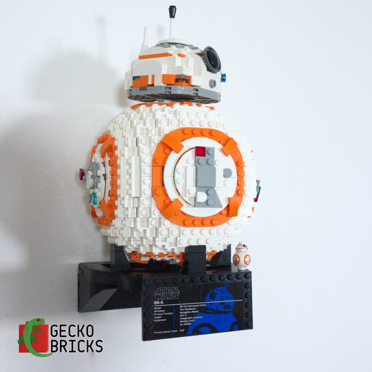 LEGO® Star Wars BB-8 75187 zwevend aan de muur met premium wandbeugel - aanzicht 2