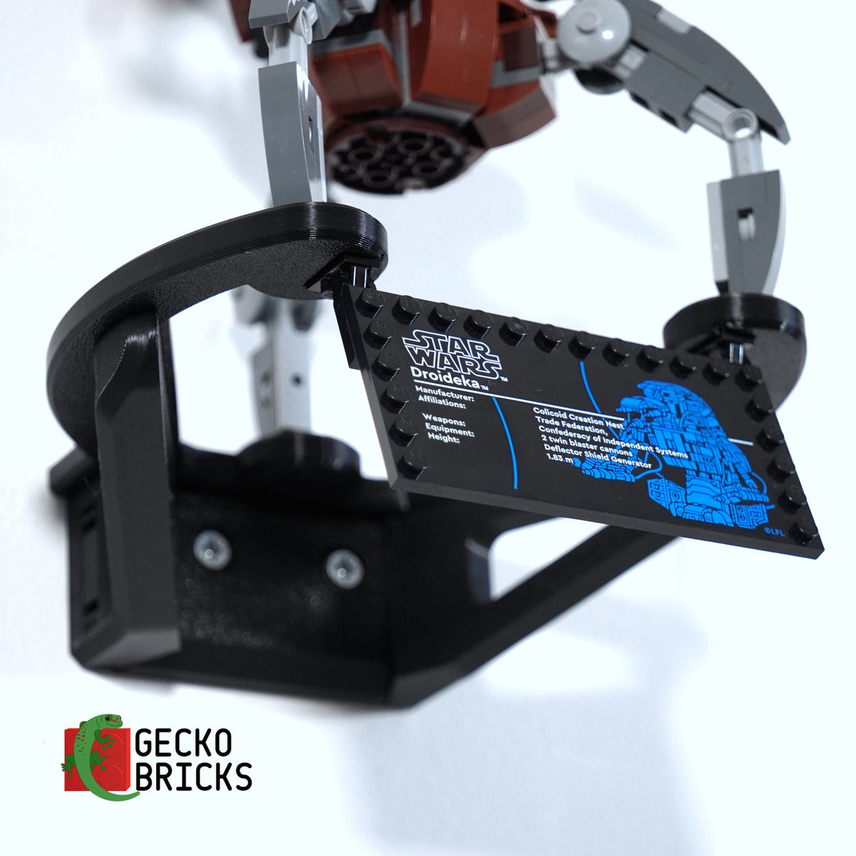 LEGO® Star Wars Droideka 75381 zwevend aan de muur met premium wandbeugel - aanzicht 6