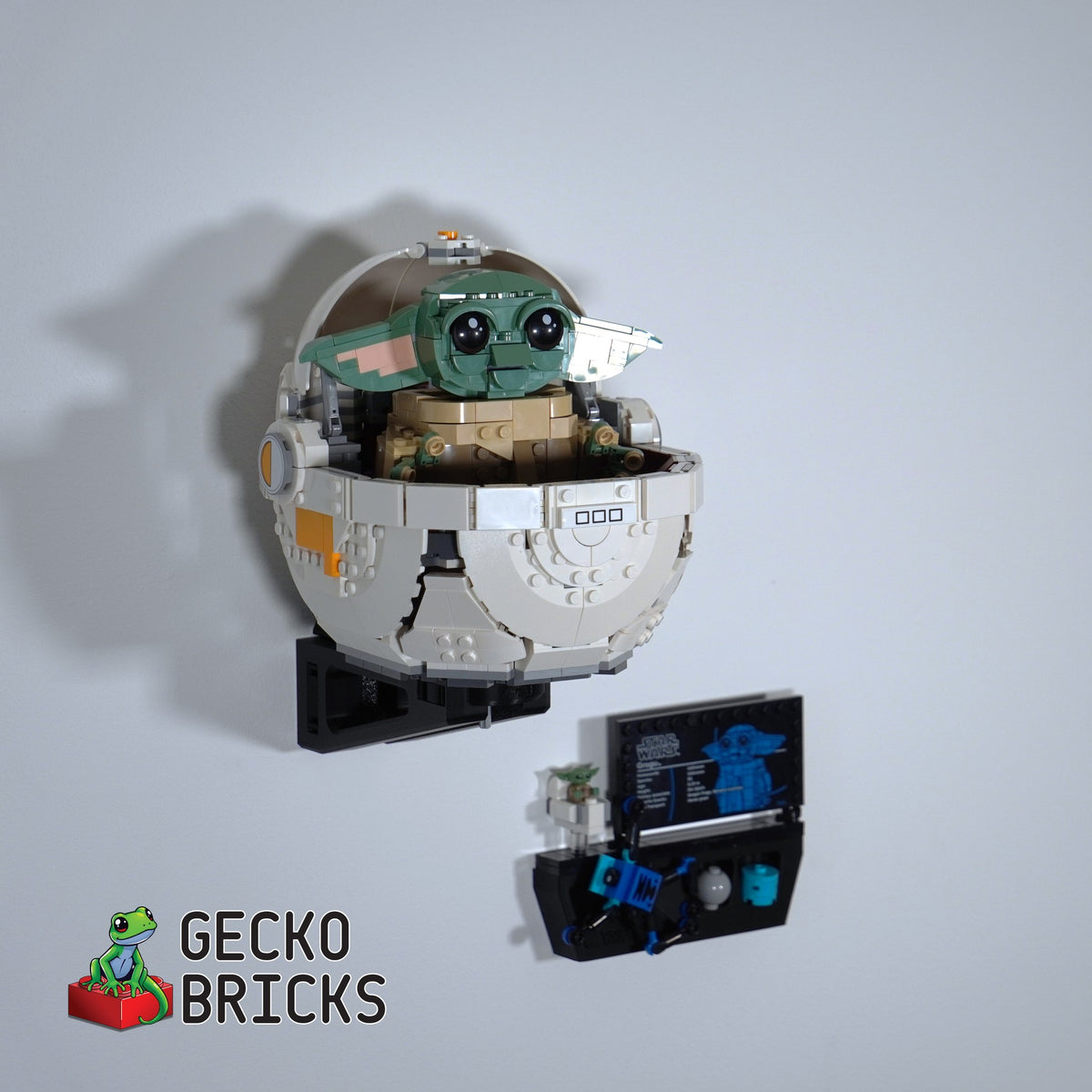 LEGO® Star Wars Grogu met zweefwieg 75403 zwevend aan de muur met premium wandbeugel - aanzicht 2