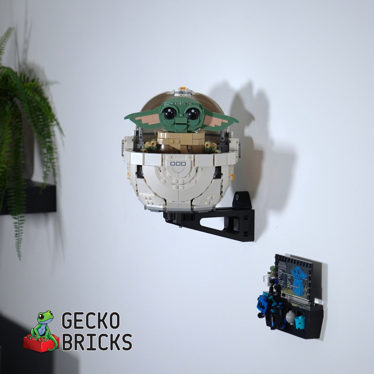 LEGO® Star Wars Grogu met zweefwieg 75403 zwevend aan de muur met premium wandbeugel - aanzicht 4