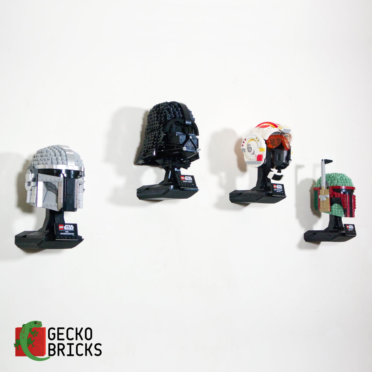 LEGO® Star Wars Helmet Series Displaystandaard floating on the wall with premium wall mount - view 2