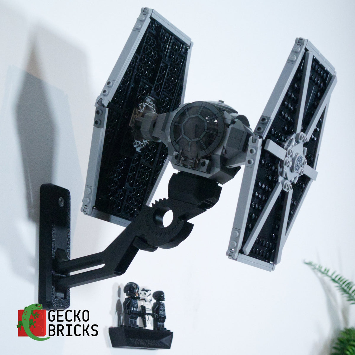 LEGO® Star Wars Imperial TIE Fighter 75300 floating on the wall with premium wall mount - view 2