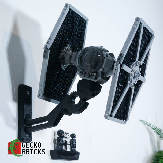 LEGO® Star Wars Imperial TIE Fighter 75300 zwevend aan de muur met premium wandbeugel - aanzicht 2