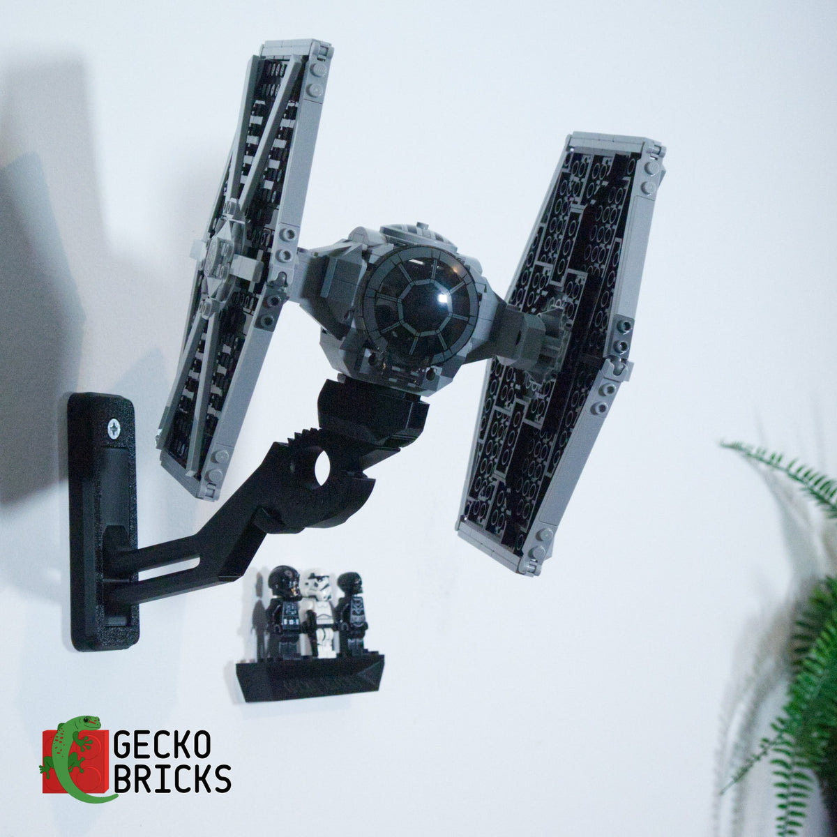 LEGO® Star Wars Imperial TIE Fighter 75300 floating on the wall with premium wall mount - view 3