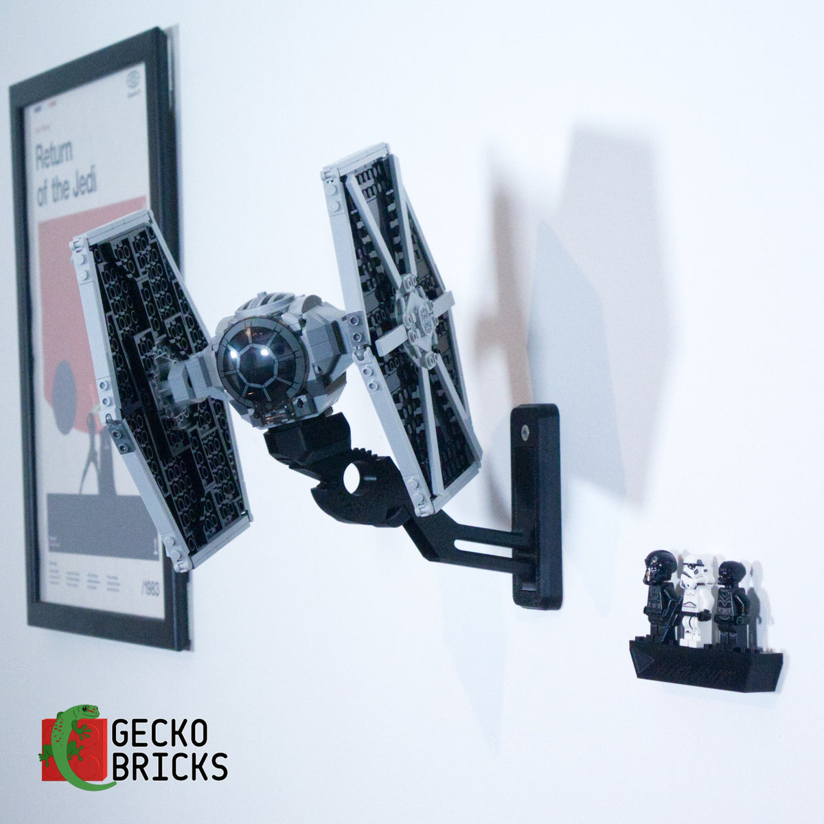 LEGO® Star Wars Imperial TIE Fighter 75300 floating on the wall with premium wall mount - view 4