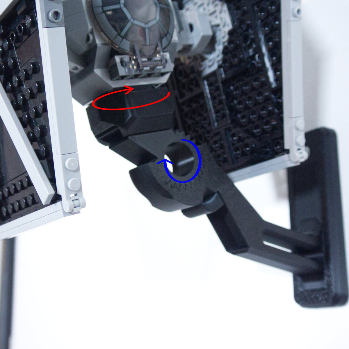 Separate 3D-printed premium wall mount for LEGO® Star Wars Imperial TIE Fighter 75300