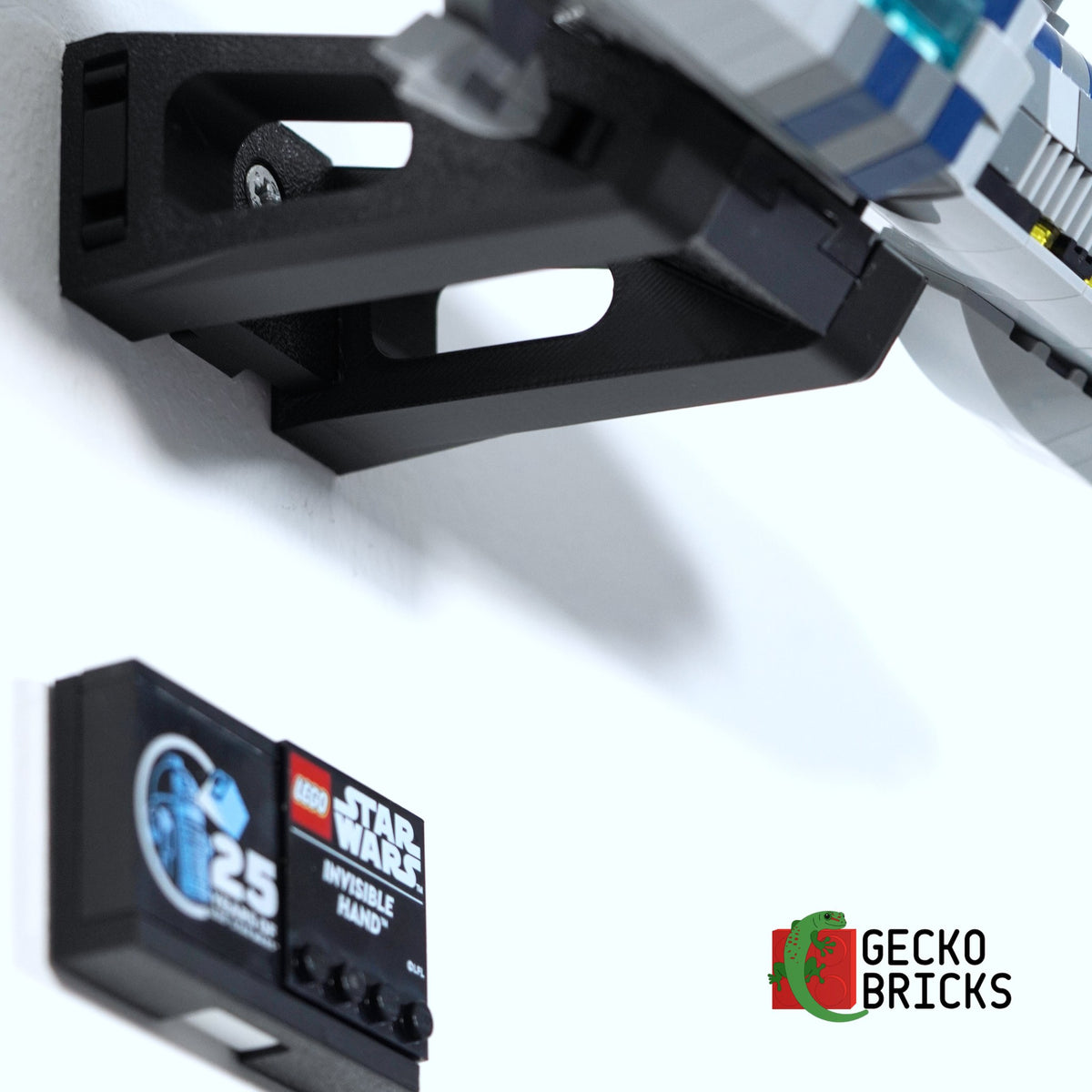 LEGO® Star Wars Invisible Hand (Midi-scale) 75377 zwevend aan de muur met premium wandbeugel - aanzicht 5