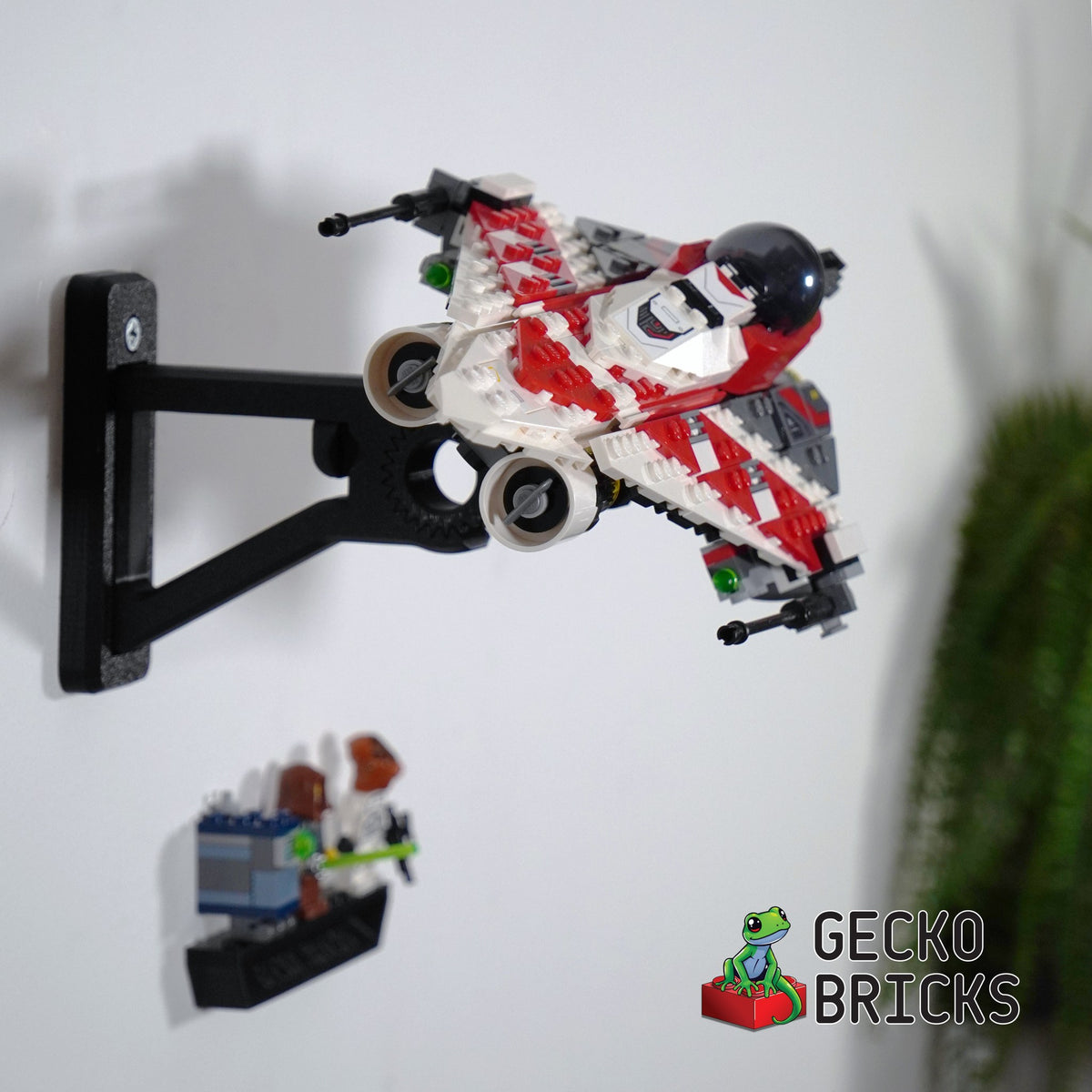 LEGO® Star Wars Jedi Bob's Starfighter 75388 zwevend aan de muur met premium wandbeugel - aanzicht 2
