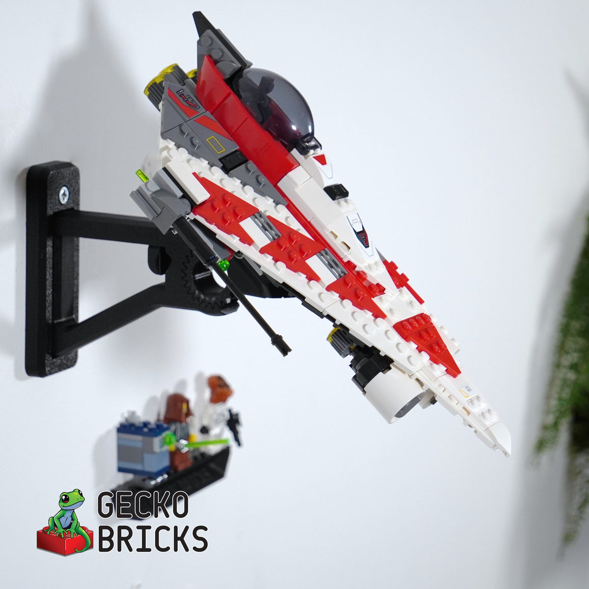 LEGO® Star Wars Jedi Bob's Starfighter 75388 zwevend aan de muur met premium wandbeugel - aanzicht 4