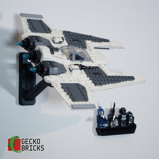 LEGO® Star Wars Mandalorian Fang Fighter vs. TIE Interceptor 75348 aan de muur met premium wandbeugel - vooraanzicht