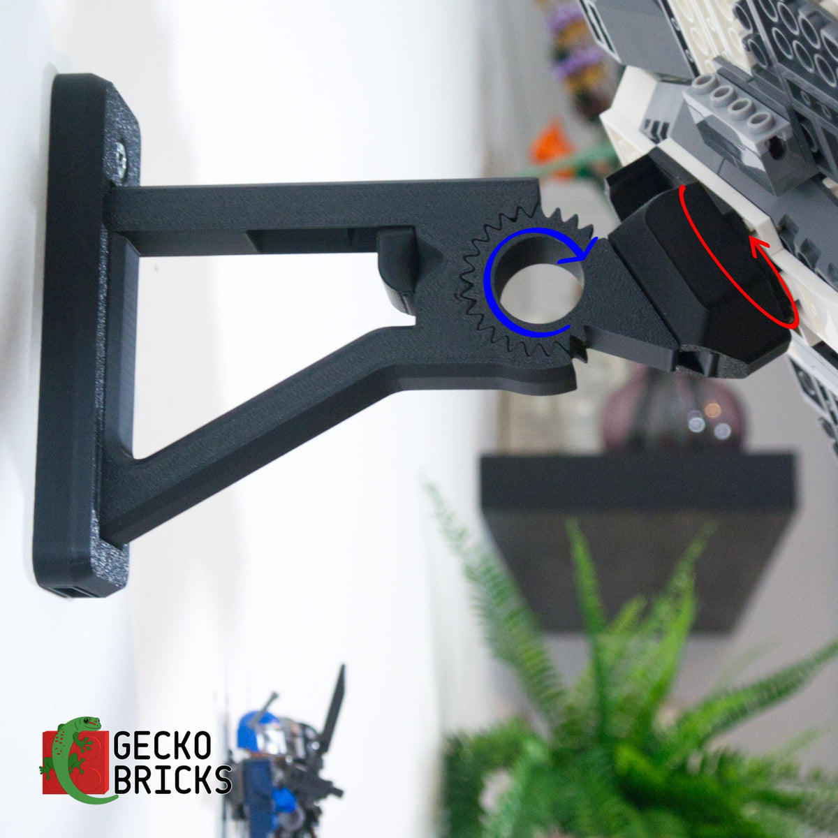 LEGO® Star Wars Mandalorian Fang Fighter vs. TIE Interceptor 75348 zwevend aan de muur met premium wandbeugel - aanzicht 4