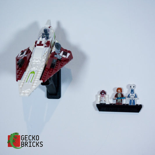 LEGO® Star Wars Obi-Wan Kenobi's Jedi Starfighter 75333 aan de muur met premium wandbeugel - vooraanzicht