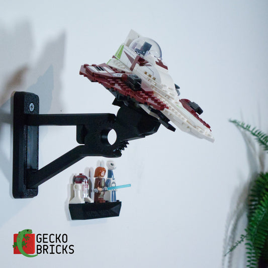 LEGO® Star Wars Obi-Wan Kenobi's Jedi Starfighter 75333 zwevend aan de muur met premium wandbeugel - aanzicht 2