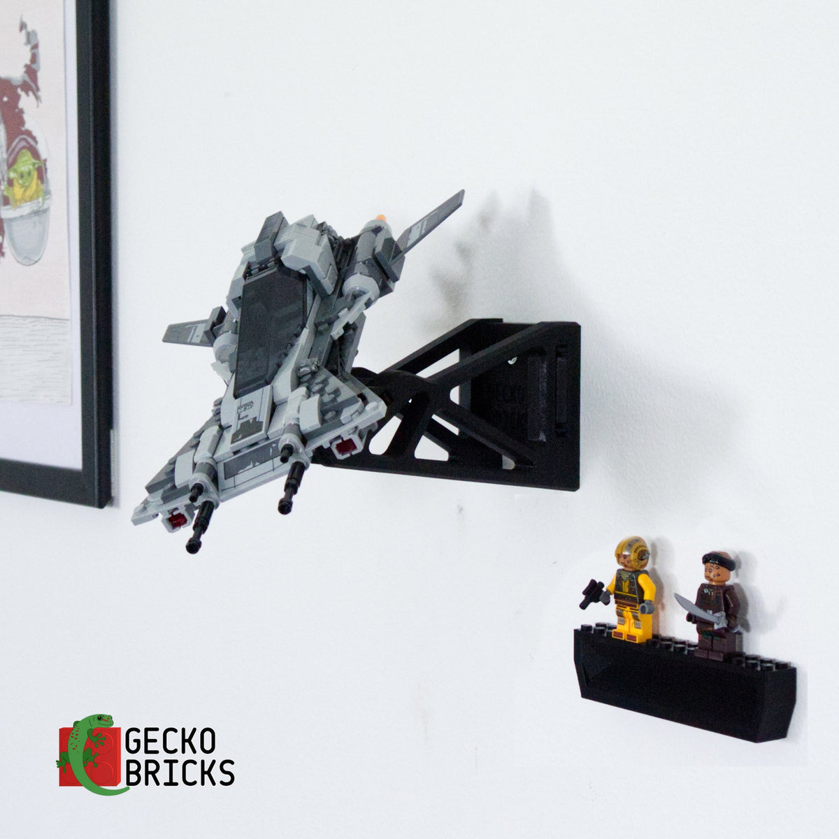 LEGO® Star Wars Pirate Snub Fighter 75346 floating on the wall with premium wall mount - view 4