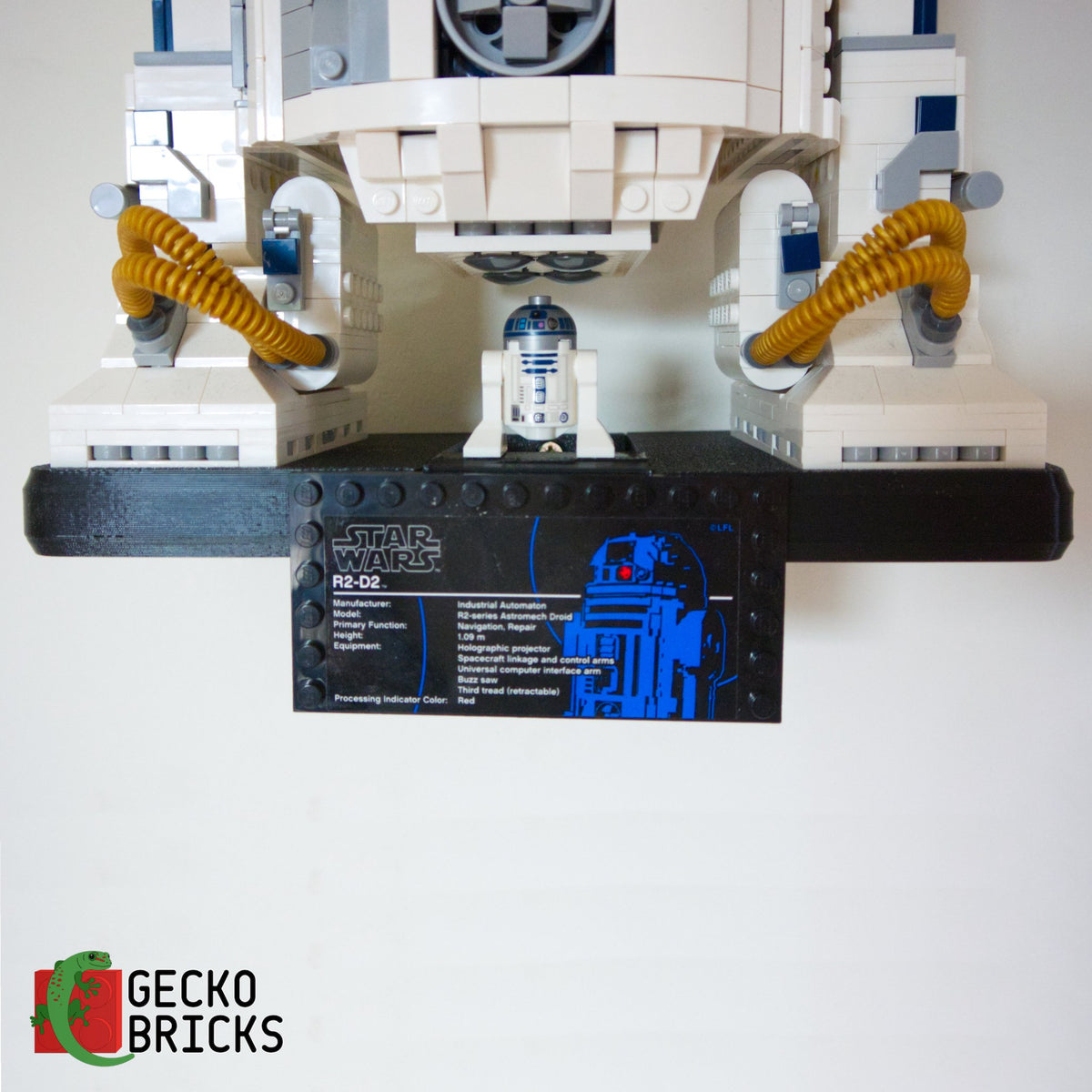LEGO® Star Wars R2-D2 75308 / 10225 zwevend aan de muur met premium wandbeugel - aanzicht 4