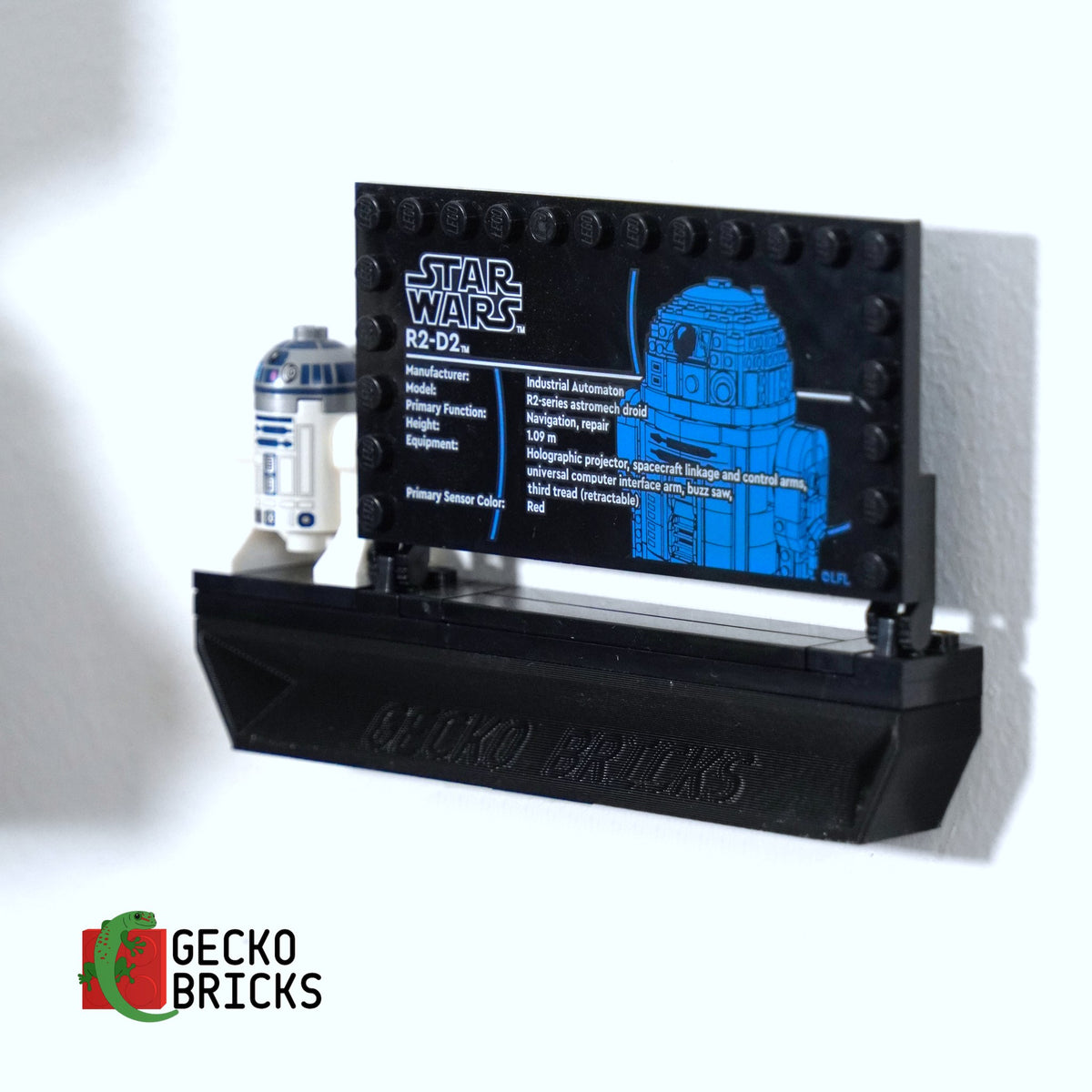 Losse 3D-geprinte premium wandbeugel voor LEGO® Star Wars R2-D2 75379