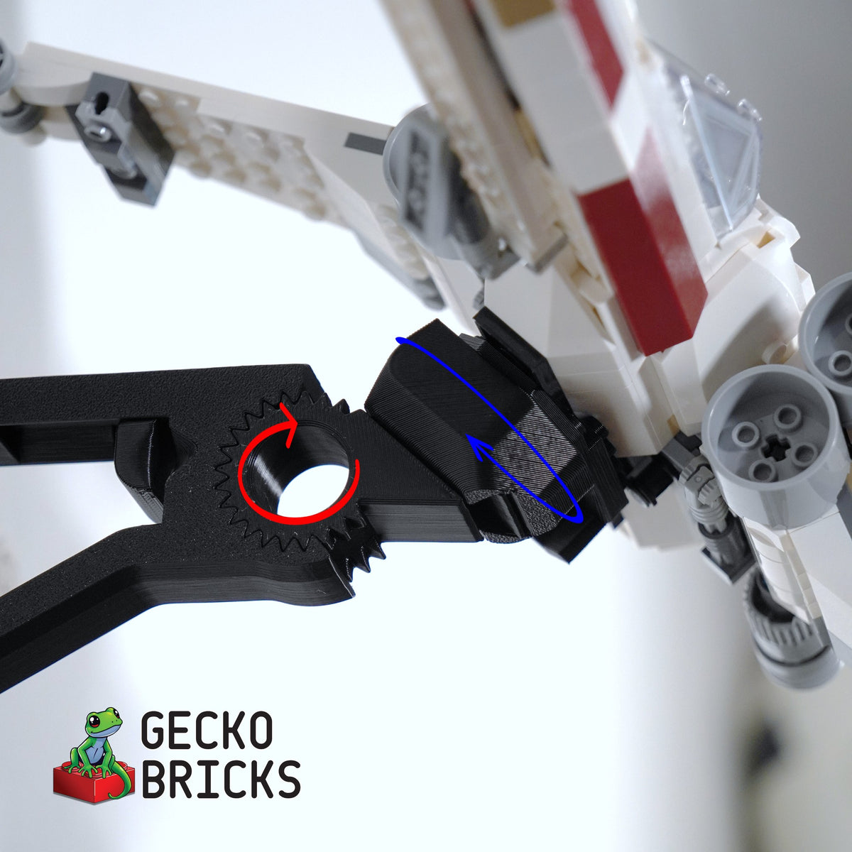 LEGO® Star Wars X-Wing & TIE Fighter Mash-up 75393 zwevend aan de muur met premium wandbeugel - aanzicht 5