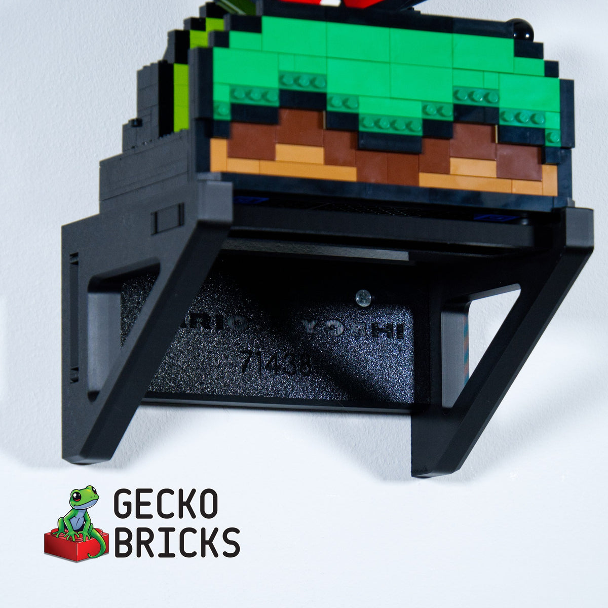 LEGO® Super Mario & Yoshi 71438 zwevend aan de muur met premium wandbeugel - aanzicht 5