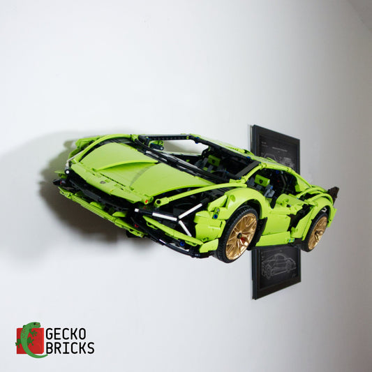 LEGO® Technic Lamborghini Sián FKP 37 42115 aan de muur met premium wandbeugel - vooraanzicht